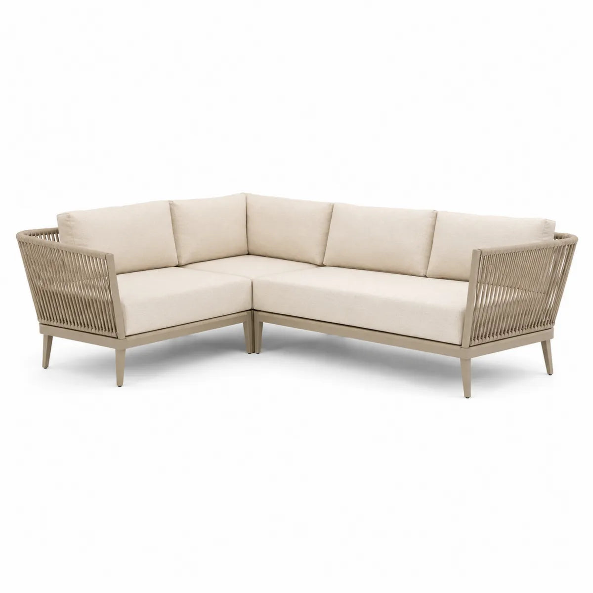 Sofa narożna ogrodowa beżowa poliester aluminium 200 cm