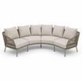 Sofa narożna ogrodowa beżowa aluminium tkanina akrylowa