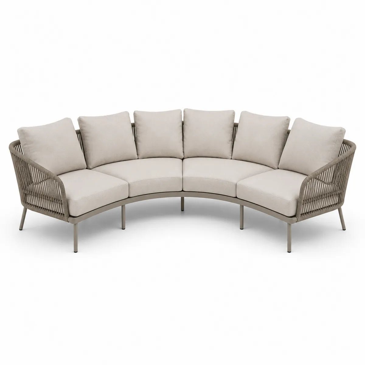 Sofa narożna ogrodowa beżowa aluminium tkanina akrylowa