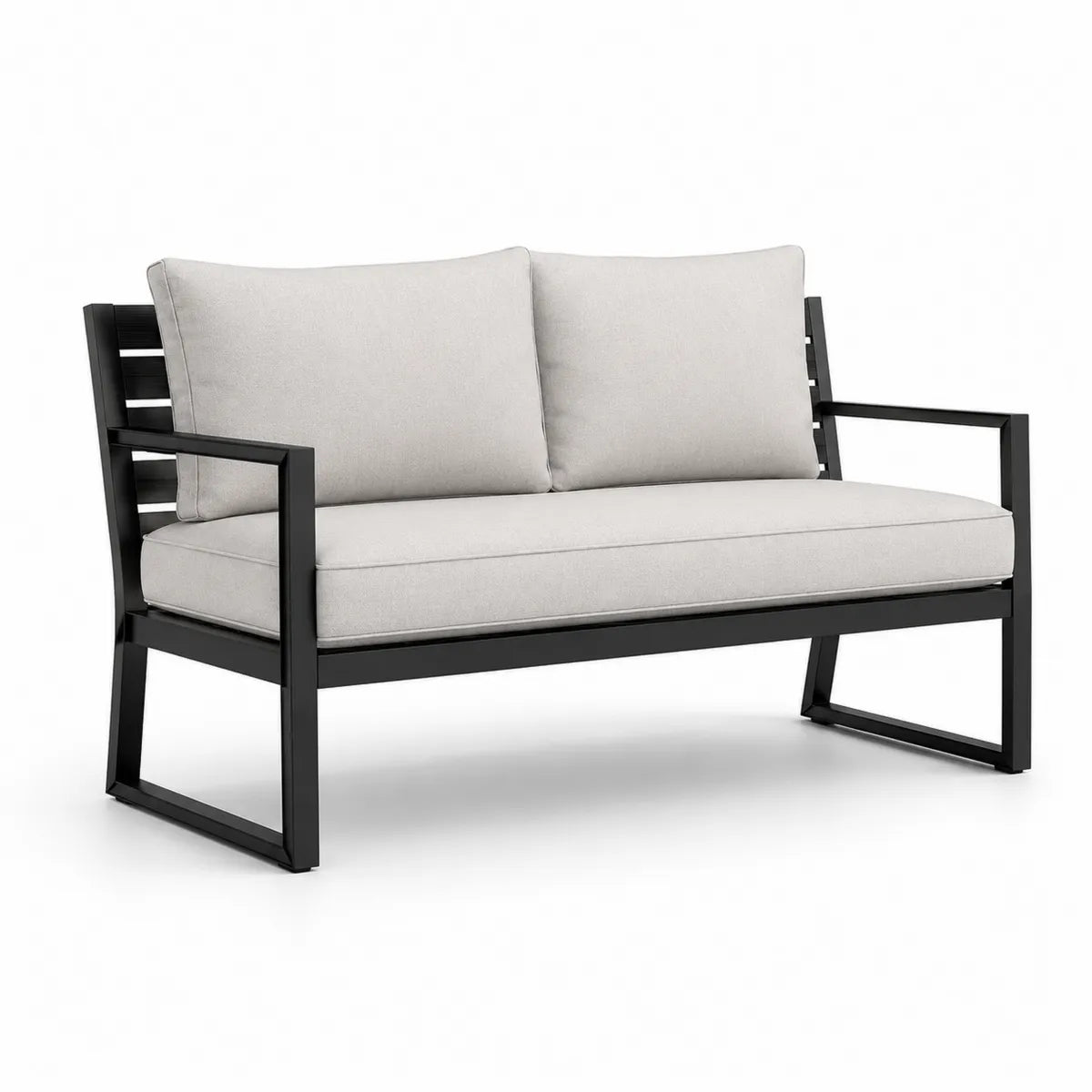 Dwuosobowa sofa metalowa z poduszkami 120 cm czarny/szary