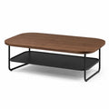 Stolik kawowy drewno orzechowe czarny metal 120x60x40 cm
