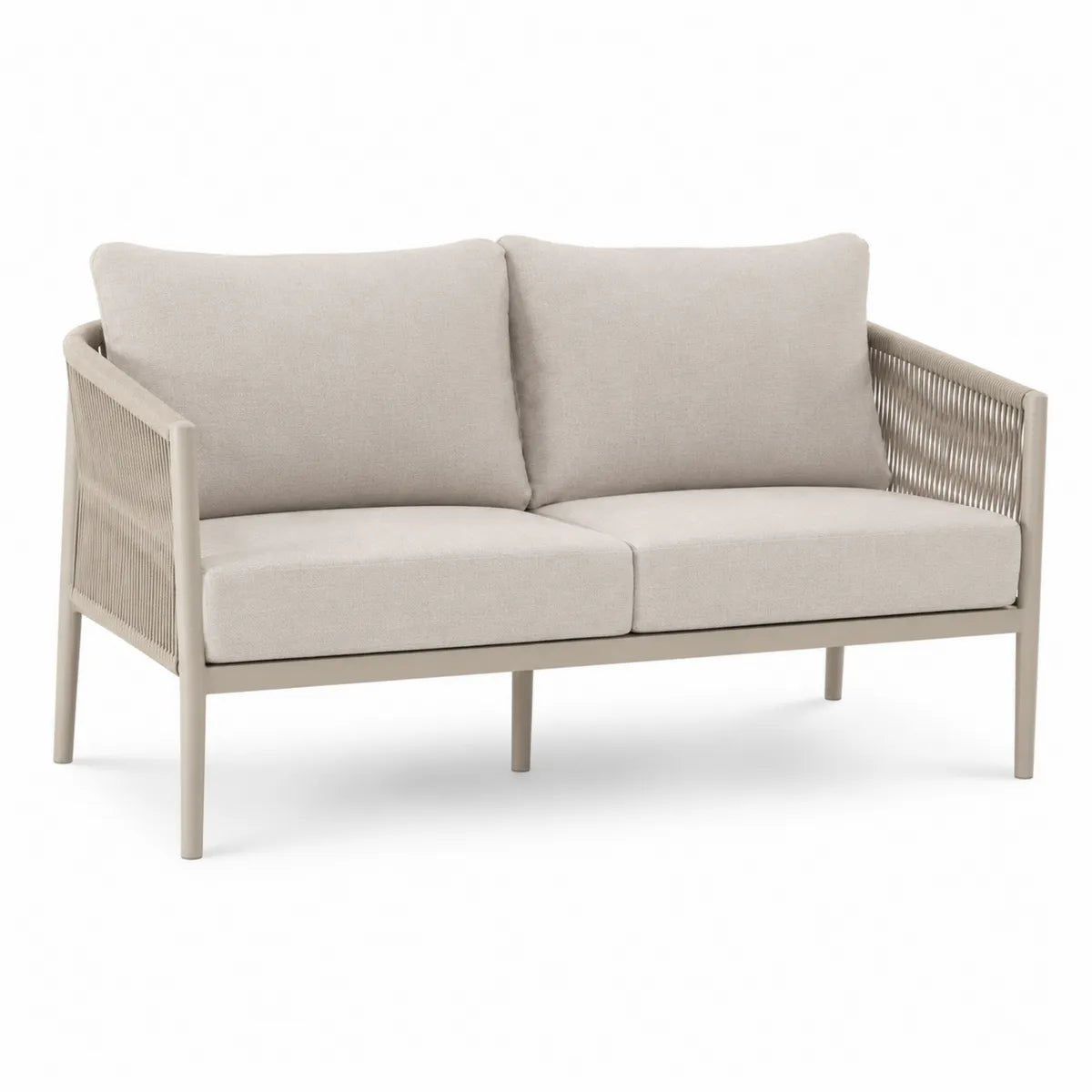 Sofa dwuosobowa z aluminium i poliestru jasnobeżowa