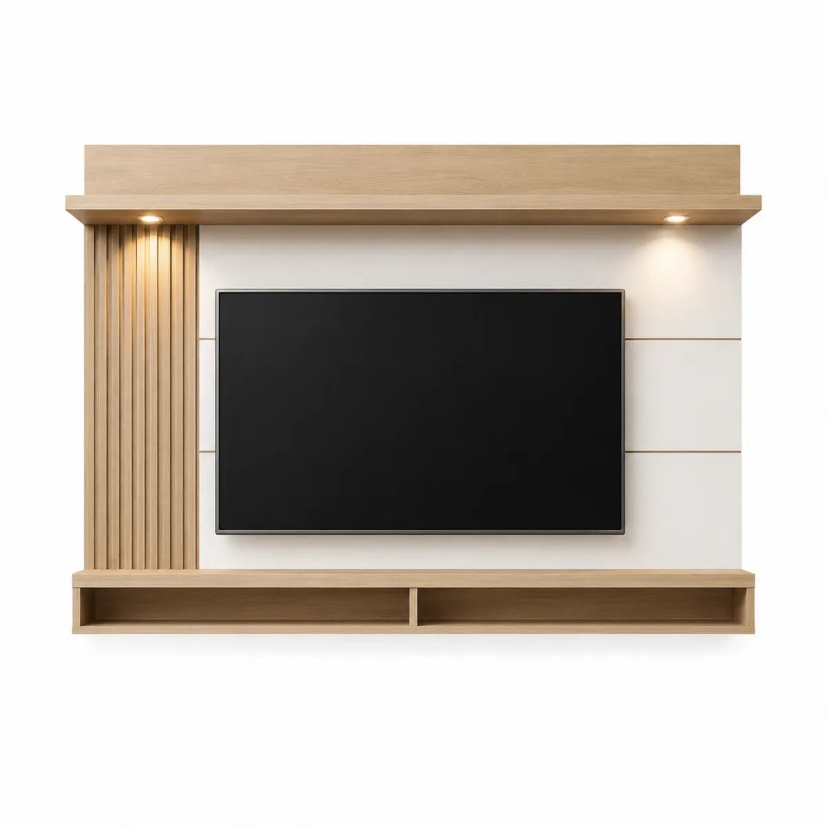 Szafka RTV naścienna z laminatu dębowego z LED