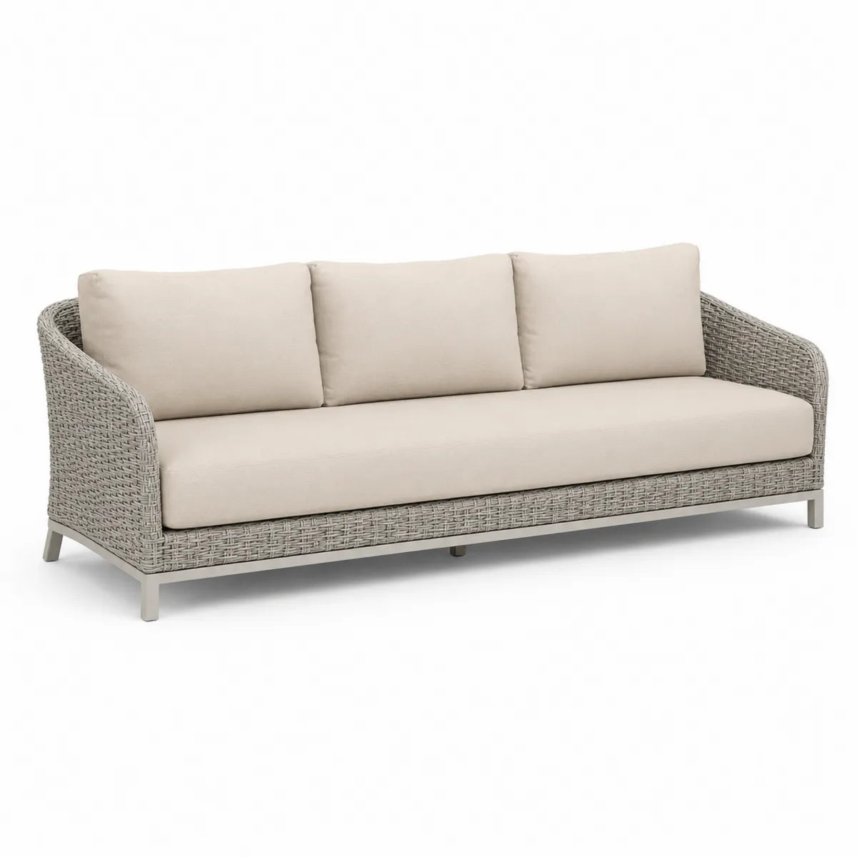 Sofa ogrodowa aluminiowa z technorattanu z poduszkami 3-osobowa