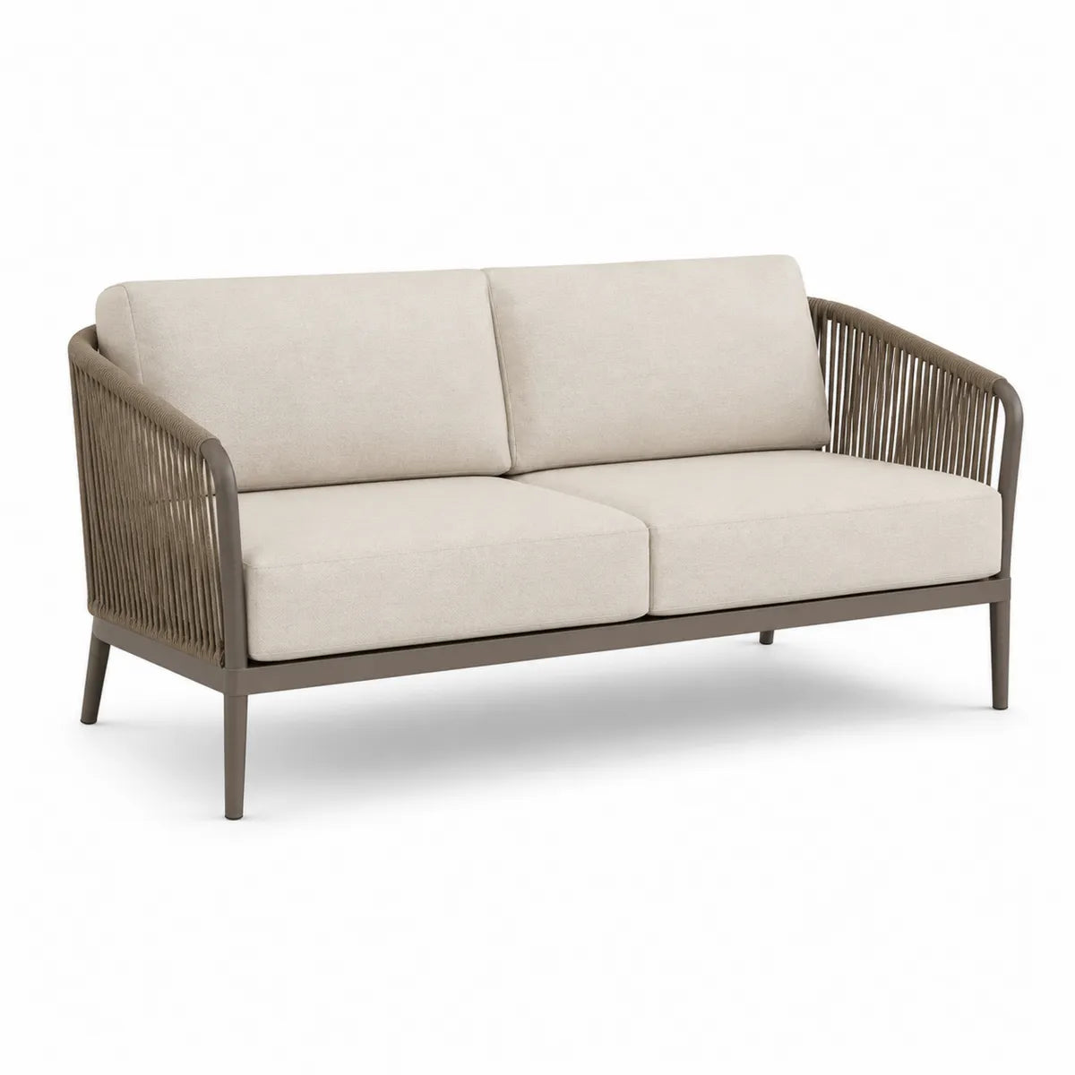 Sofa ogrodowa trzyosobowa aluminium poliester beżowy
