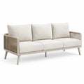 Beżowa sofa ogrodowa z aluminium i tkaniny poliestrowej 200x75x70 cm