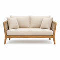 Sofa z tkaniny poliestrowej i drewna tekowego beżowa 182x82x78 cm