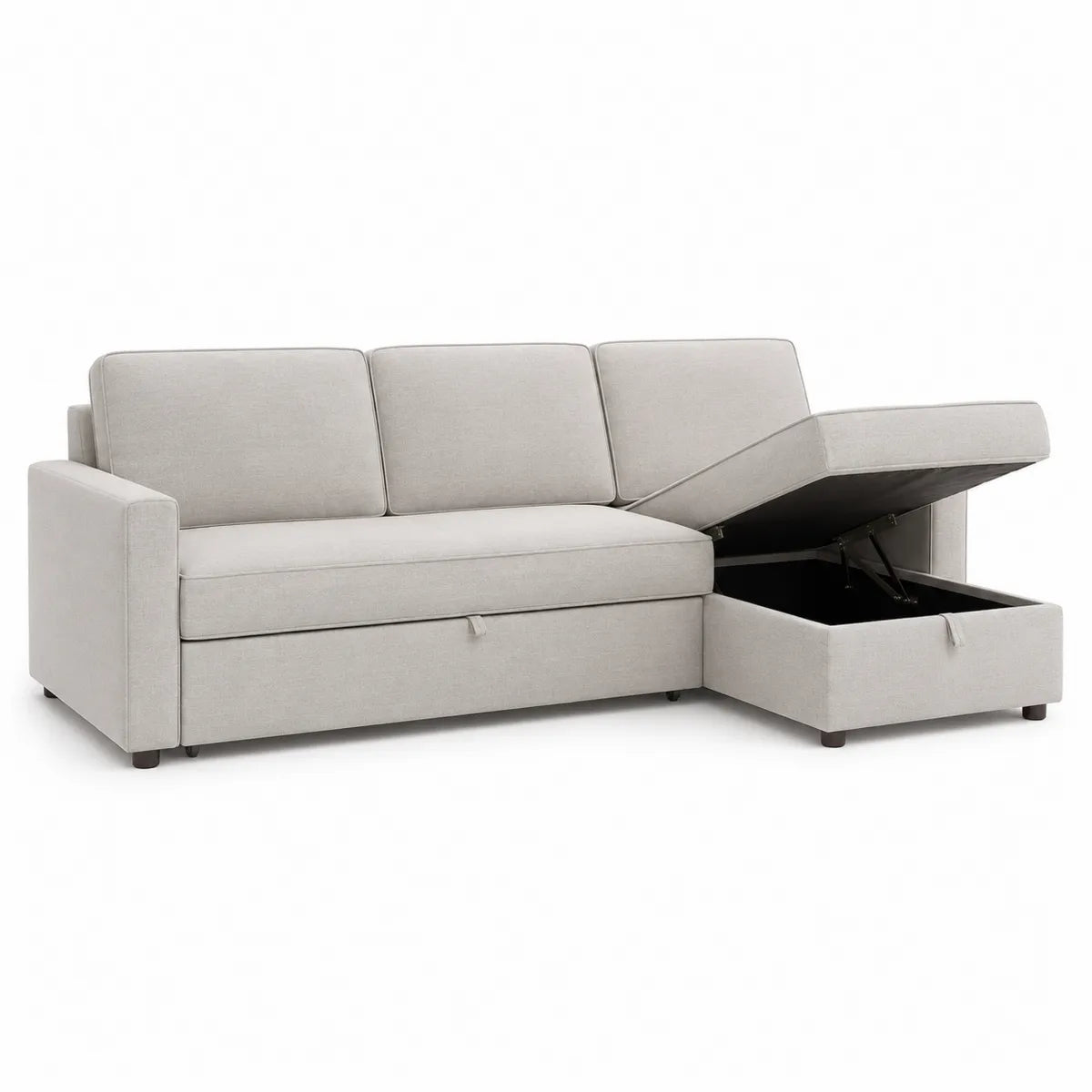 Sofa rozkładana z funkcją spania i schowkiem, lniana, 214 cm