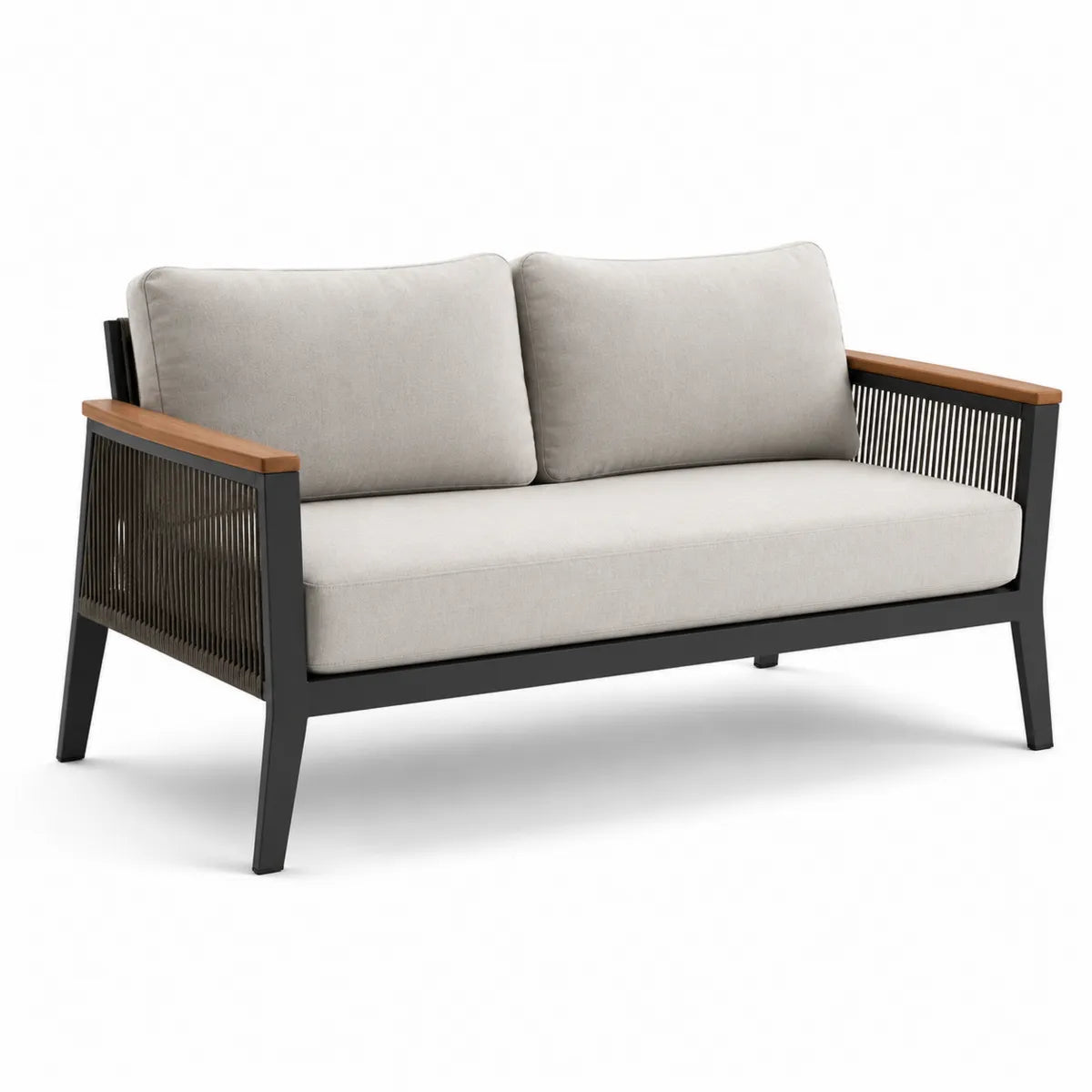 Sofa ogrodowa dwuosobowa aluminium beżowa