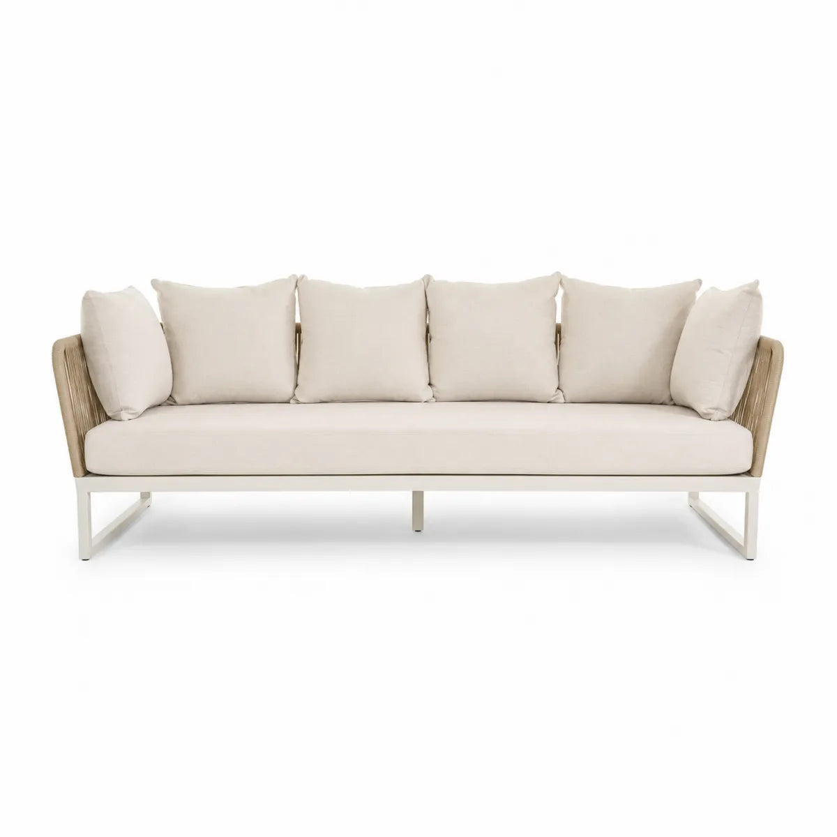 Sofa ogrodowa len aluminium 240cm beżowa