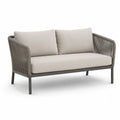 Sofa ogrodowa 2-osobowa z aluminium i liną poliestrową, poduszki beżowe