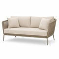 Sofa ogrodowa 3-osobowa beżowa tkanina poliestrowa aluminium