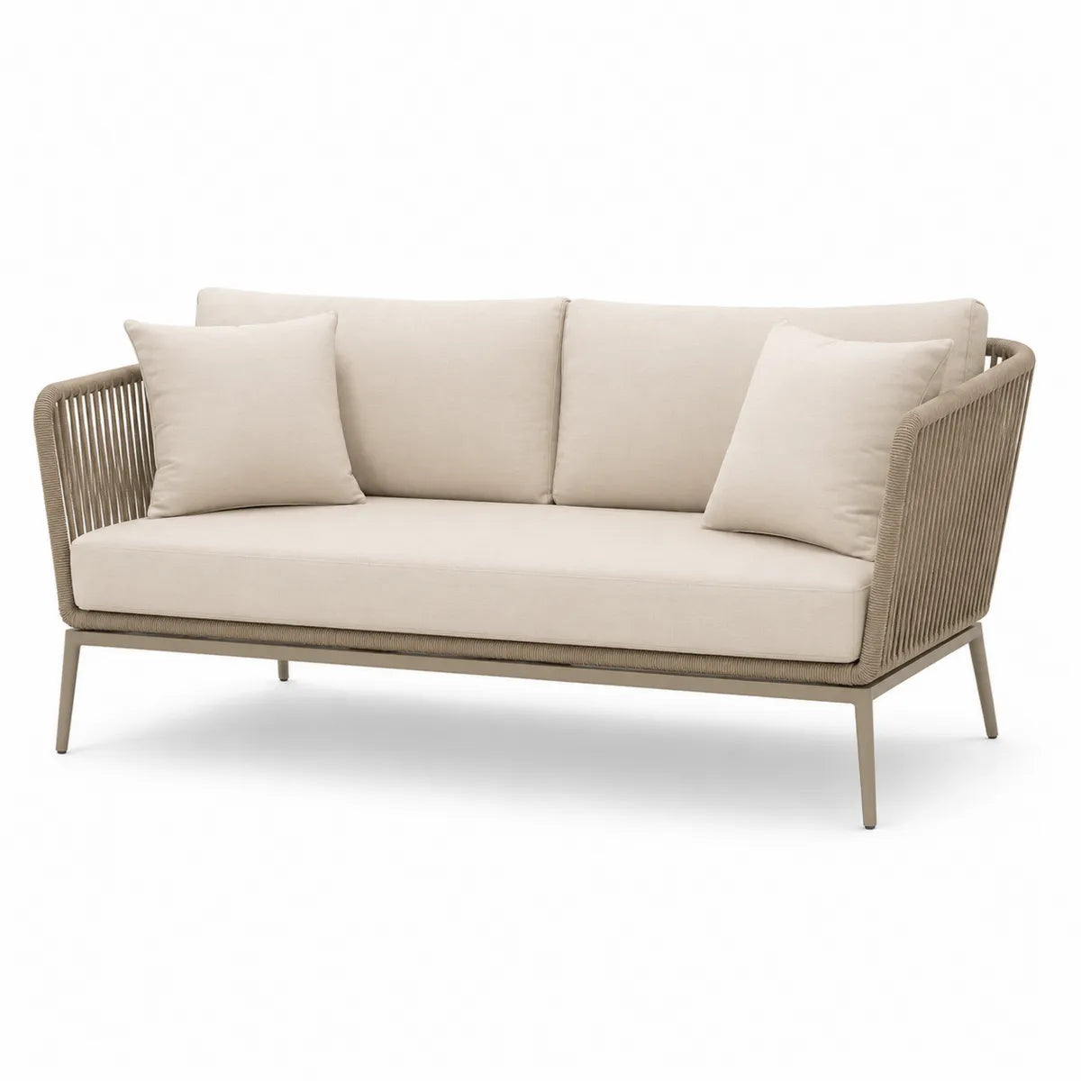 Sofa ogrodowa 3-osobowa beżowa tkanina poliestrowa aluminium
