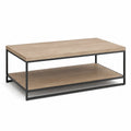 Stolik kawowy prostokątny dąb MDF z metalową ramą 120x60x42 cm