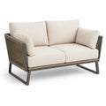 Sofa dwuosobowa z tkaniną poliestrową i stalową ramą 150x80x75 cm