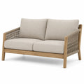 Dwuosobowa sofa ogrodowa teak z poduszkami poliestrowymi beżowy