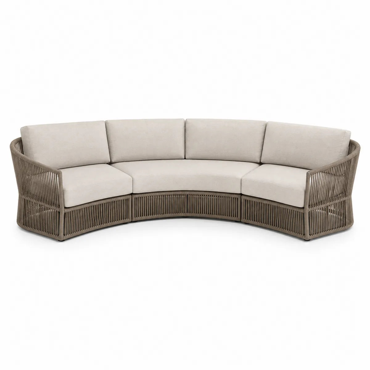 Sofa ogrodowa narożna półokrągła beżowa aluminium tkanina poliestrowa 270x82x83 cm