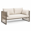 Dwuosobowa sofa z aluminium z beżowymi poduszkami