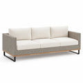 Sofa ogrodowa 3-osobowa z technorattanu beżowa poduszki aluminiowa rama